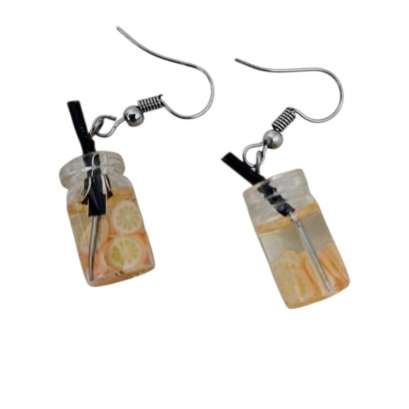 🚨Glass Risen Fruit Lemon Water Drop Dangle Earrings - Picture 3 of 8
